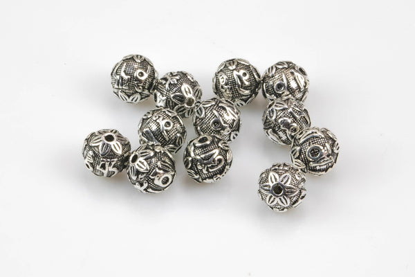 Round Buddhist Prayer Beads 925 Bali Sterling silver 2 per order-s2-8mm