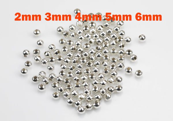 Plain silver beads - 925 Sterling Silver plated Spacer Beads 2mm 3mm 4mm 5mm 6mm