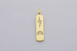 1 pc Micro Pave Bolt Charm Rectangle Tag in 14k Gold Drop Pendant Long Celstial Charm for Necklace Component- 8x42mm P13G59/60/61/62
