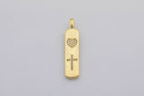 1 pc Micro Pave Bolt Charm Rectangle Tag in 14k Gold Drop Pendant Long Celstial Charm for Necklace Component- 8x42mm P13G59/60/61/62