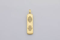 1 pc Micro Pave Bolt Charm Rectangle Tag in 14k Gold Drop Pendant Long Celstial Charm for Necklace Component- 8x42mm P13G59/60/61/62