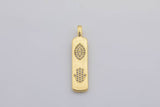 1 pc Micro Pave Bolt Charm Rectangle Tag in 14k Gold Drop Pendant Long Celstial Charm for Necklace Component- 8x42mm P13G59/60/61/62