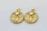 2 pcs Elephant Gold Lucky Coin Talisman Charm Necklace, 14k Gold Disc Round Pendant Lucky Medallion Pendant for Necklace- 20mm