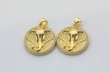 2 pcs Elephant Gold Lucky Coin Talisman Charm Necklace, 14k Gold Disc Round Pendant Lucky Medallion Pendant for Necklace- 20mm