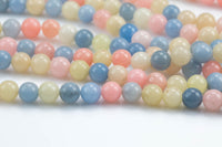 Morganite Beryl Color Smooth Round Beads 4mm 6mm 8mm 10mm 12mm - Single or Bulk - 15.5" AAA Quality