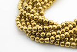 Gold Hematite Smooth Round Beads 2mm 3mm 4mm 6mm 8mm 10mm 12mm 15.5" Strand