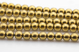 Gold Hematite Smooth Round Beads 2mm 3mm 4mm 6mm 8mm 10mm 12mm 15.5" Strand