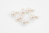 USA Gold Filled Natural Pearl Charms Drop Handmade Approx 7-8mm 9-10mm Round Made w Natural Freshwater Pearl & Gold Filled Wire Made in USA