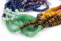 Natural Chakra Beads 6mm 8mm Rondelle Gemstone Amethyst Lapis Sodalite Aventurine Tigers Eye Yellow Jade Red Jasper Amazonite 15.5" Strand