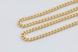 18k Gold Necklace Flat Cuban Curb Chain 3mm 3.5mm 4mm 6mm by Yard or Necklace Bracelet Component Unfinished Chain for DIY