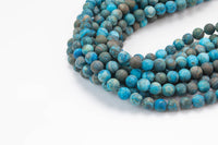 Natural Blue Mexican Crazy Laced Agate Matte Round 4mm, 6mm, 8mm, 10mm, 12mm- Full 15.5 Inch Strand Gemstone Beads