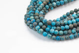 Natural Blue Mexican Crazy Laced Agate Matte Round 4mm, 6mm, 8mm, 10mm, 12mm- Full 15.5 Inch Strand Gemstone Beads
