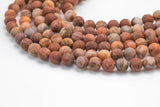 Natural Laguna Lace Agate 4mm 6mm 8mm 10mm Matte Round Red Orange Cream Grey Beads From Mexico 15.5" Strand Gemstone Beads