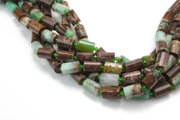 Natural Chrysoprase- Faceted Barrel Beads- High Quality- 10x14mm- Full Strand 16" - 22 Pieces Gemstone Beads