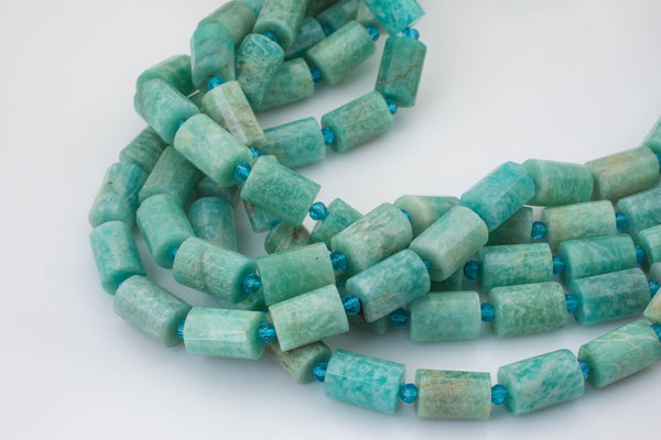 Natural Amazonite- Faceted Barrel Beads- High Quality- 10x14mm- Full Strand 16" - 22 Pieces Gemstone Beads