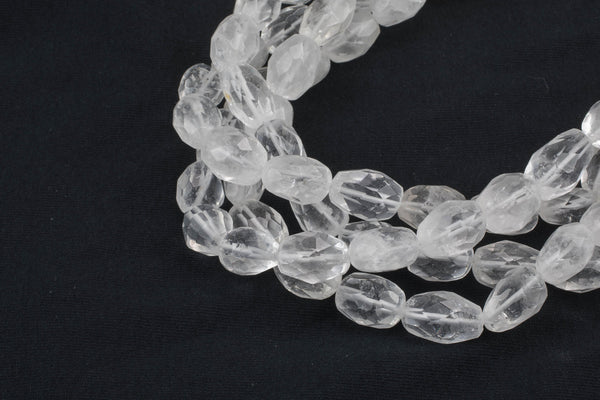 Natural Quartz HIgh Quality Freeform Faceted Nuggets - 100% No Dye - Approx 18x15mm - Full Strand 16" Gemstone Beads