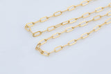 18k Gold Paper Plated Clip Chain by the Yard 3x6mm Unfinished Chain for Necklace Bracelet Component