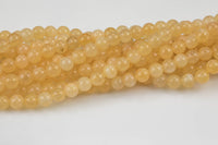 Yellow Jade Smooth Round Beads 6mm 8mm 10mm - Single or Bulk - 15.5" AAA Quality