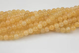 Yellow Jade Smooth Round Beads 6mm 8mm 10mm - Single or Bulk - 15.5" AAA Quality