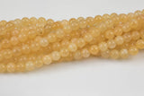Yellow Jade Smooth Round Beads 6mm 8mm 10mm - Single or Bulk - 15.5" AAA Quality