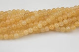 Yellow Jade Smooth Round Beads 6mm 8mm 10mm - Single or Bulk - 15.5" AAA Quality