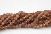 Sunstone Jade Smooth Round Beads 6mm 8mm 10mm - Single or Bulk - 15.5" AAA Quality