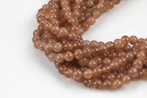 Sunstone Jade Smooth Round Beads 6mm 8mm 10mm - Single or Bulk - 15.5" AAA Quality