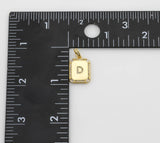14k Gold Initial Tag Letter Charm CZ Cubic A - Z Alphabet Letter Drop Charm Pendant Personalized Charm for Necklace Jewelry Rectangle