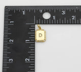 14k Gold Initial Tag Letter Charm CZ Cubic A - Z Alphabet Letter Drop Charm Pendant Personalized Charm for Necklace Jewelry Rectangle