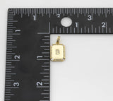 14k Gold Initial Tag Letter Charm CZ Cubic A - Z Alphabet Letter Drop Charm Pendant Personalized Charm for Necklace Jewelry Rectangle