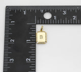 14k Gold Initial Tag Letter Charm CZ Cubic A - Z Alphabet Letter Drop Charm Pendant Personalized Charm for Necklace Jewelry Rectangle