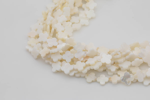 Natural Clover Shell Beads 13-14mm. A Quality 16 inch strand Gemstone Beads