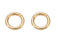 1 or 2 pcs Dainty Gold Spring Gate Ring, Push Gate ring, 15mm 18mm 20mm Round Circle Ring 14K Gold Clasp for Charm Holder Connector Clasp