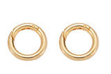 1 or 2 pcs Dainty Gold Spring Gate Ring, Push Gate ring, 15mm 18mm 20mm Round Circle Ring 14K Gold Clasp for Charm Holder Connector Clasp
