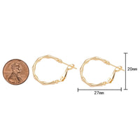 2 pcs Gold Bamboo Hoop Earring Round Twisted Hoop Earring 14K Gold Statement Jewelry for Teen Women Girl