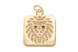 1 pc 18k Gold Lion Charm Diamond CZ Drop Charm Cubic Protector Pendant Necklace - 17mm
