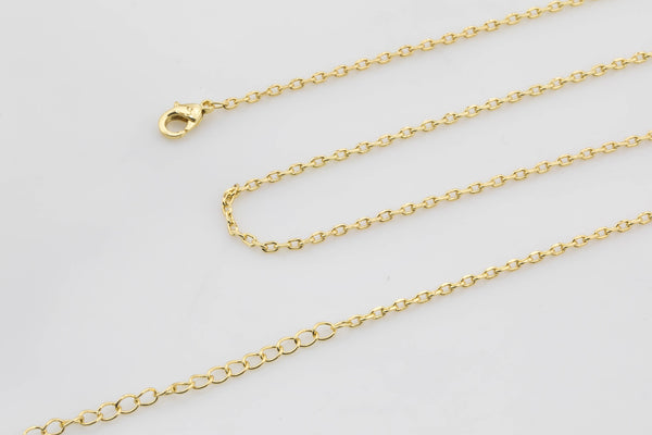 14K Gold Necklace - Dainty Oval Necklace 2mm - Layering Necklace ready to wear Lobster Clasp 3" extender - 16" 18" 20" 22" 23" - 4dc
