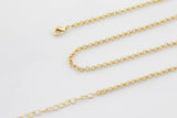 14K Gold Necklace - 3mm Double Rolo Link Necklace - Layering Necklace ready to wear Lobster Clasp 3" extender - 16" 18" 20" 22" 23"