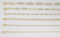 14K Gold Necklace - Dainty Oval Necklace 2mm - Layering Necklace ready to wear Lobster Clasp 3" extender - 16" 18" 20" 22" 23" - 4dc