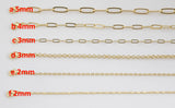 14k Gold Necklace Chains for Layering - Paperclip Chain Oval Chain Rolo Chain 16" 17" 18" 19" 20" 22" 23" with 3" extender chain