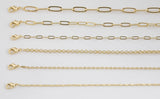 14k Gold Necklace Chains for Layering - Paperclip Chain Oval Chain Rolo Chain 16" 17" 18" 19" 20" 22" 23" with 3" extender chain