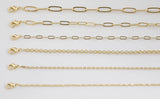 14k Gold Necklace Chains for Layering - Paperclip Chain Oval Chain Rolo Chain 16" 17" 18" 19" 20" 22" 23" with 3" extender chain