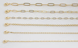 14k Gold Necklace Chains for Layering - Paperclip Chain Oval Chain Rolo Chain 16" 17" 18" 19" 20" 22" 23" with 3" extender chain