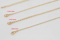 14k DAINTY NECKLACE CHAIN Gold for Layering - Ball Oval Rolo Chain 16" 17" 18" 19" 20" 22" 23" with 3" extender chain