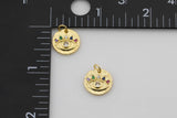 2 pc Gold Evil Eye Charm 14k Gold Micro Pave Eye Charm Multi Color CZ evil eye to protects its wearer from negative vibes- 14mm