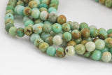 Natural Mongolian Turquoise Beads - Round - 6mm 8mm 10mm or 12mm - Full 15.5" inch strands Gemstone Beads