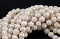 Natural Mystic Pale Peach Tan Silverite Round Faceted 6mm 8mm 10mm Full Strand 15.5" AAA Quality Gemstone Beads