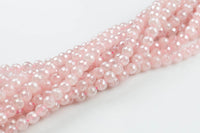 Natural Mystic Rose Quartz, High Quality in Faceted Round- 4mm, 6mm, 8mm, 10mm, 12mm- Full 15.5 Inch Strand AAA Quality Gemstone Beads