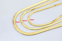 Gold Herringbone Bracelet Chain 18K Gold 3, 4, 5mm wide Herringbone Chain for Layering Necklace 6.75 inches with 2 inch extender