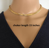 Gold Herringbone Necklace Chain 18K Gold Bold Necklace 3, 4, 5mm wide Herringbone Chain for Layering Necklace 15" 16" 18" inch